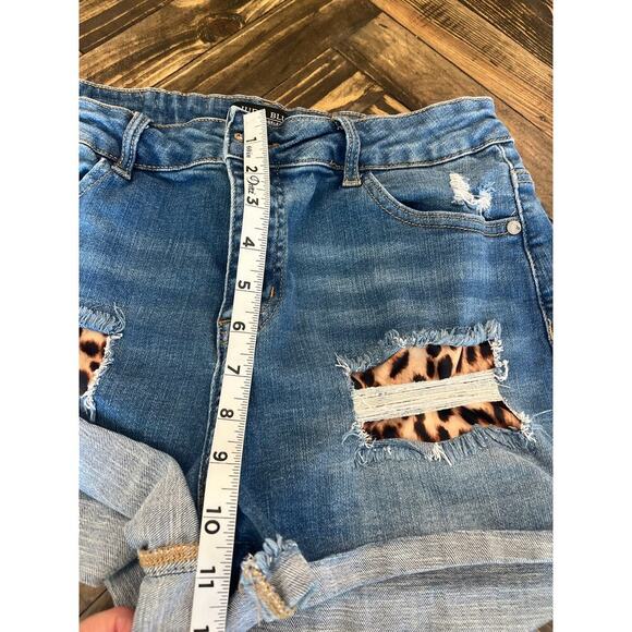 Judy Blue Shorts Womens XL Distressed Denim Rocker Cheetah Preppy Boho Cowgirl - Picture 6 of 11
